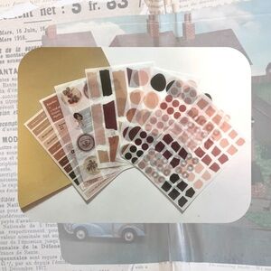 🆕 🎉 set of 8 vintage geometric abstract PET sticker sheets bullet journal